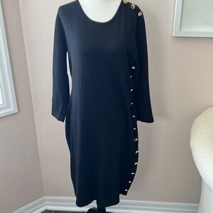CALVIN Klein l NWT Black Dress with Gold Button Detail